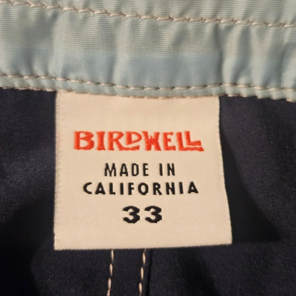 Birdwell Beach Britches Mens Navy Blue Board Shorts Size 33 Made in USA Surf